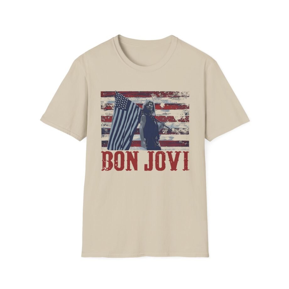 Bon Jovi American Flag Unisex Softstyle T-Shirt