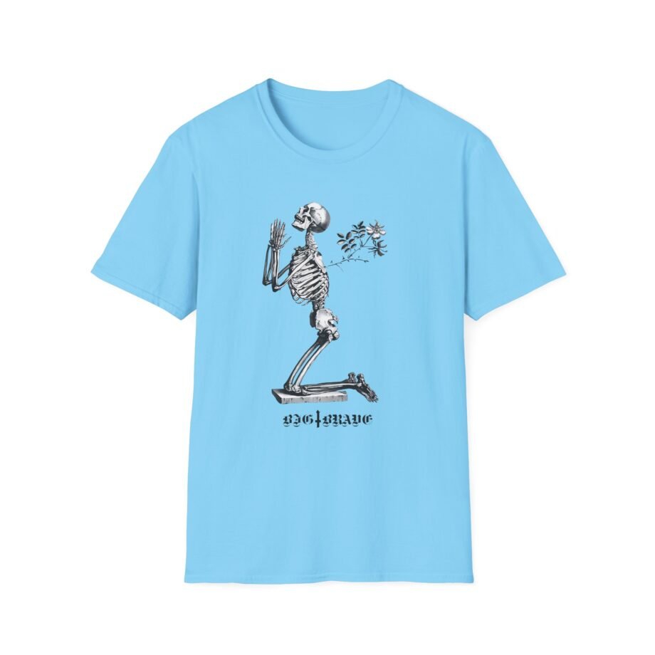 Big Brave Praying Skeleton Unisex Softstyle T-shirt