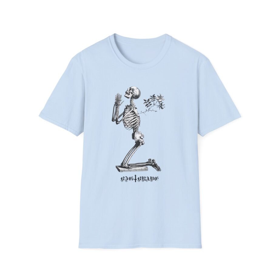 Big Brave Praying Skeleton Unisex Softstyle T-shirt