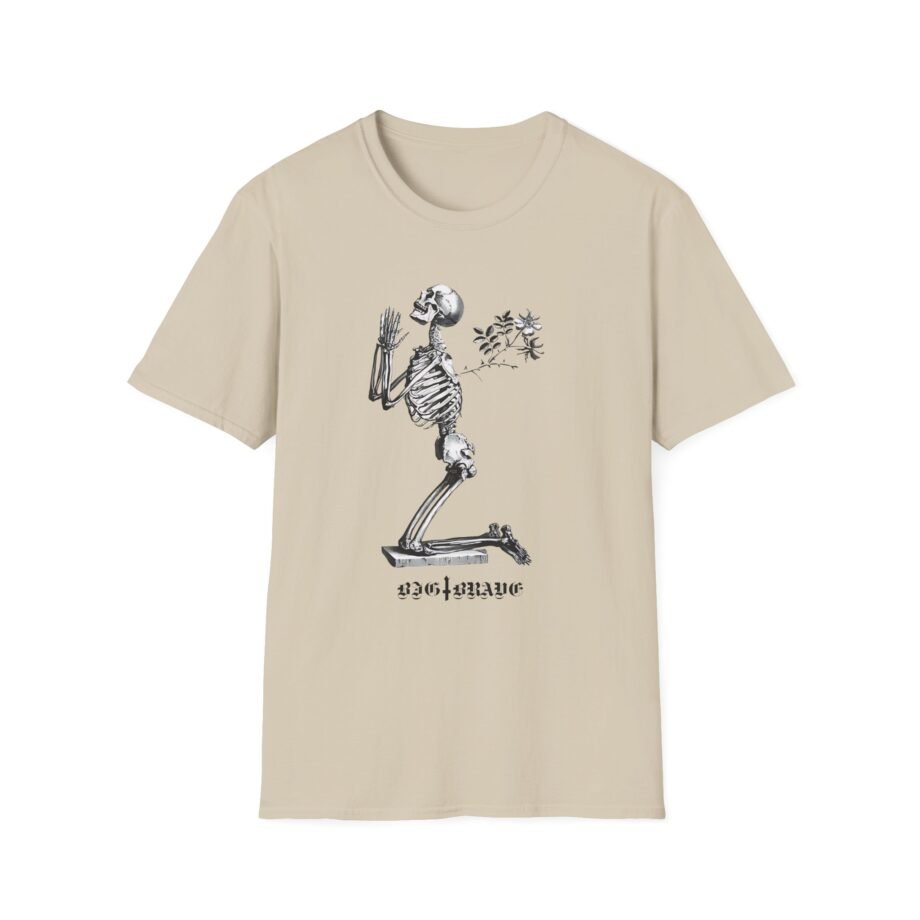 Big Brave Praying Skeleton Unisex Softstyle T-shirt