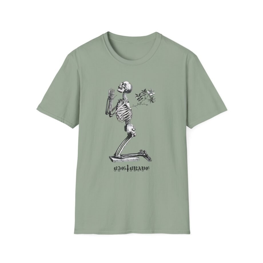 Big Brave Praying Skeleton Unisex Softstyle T-shirt