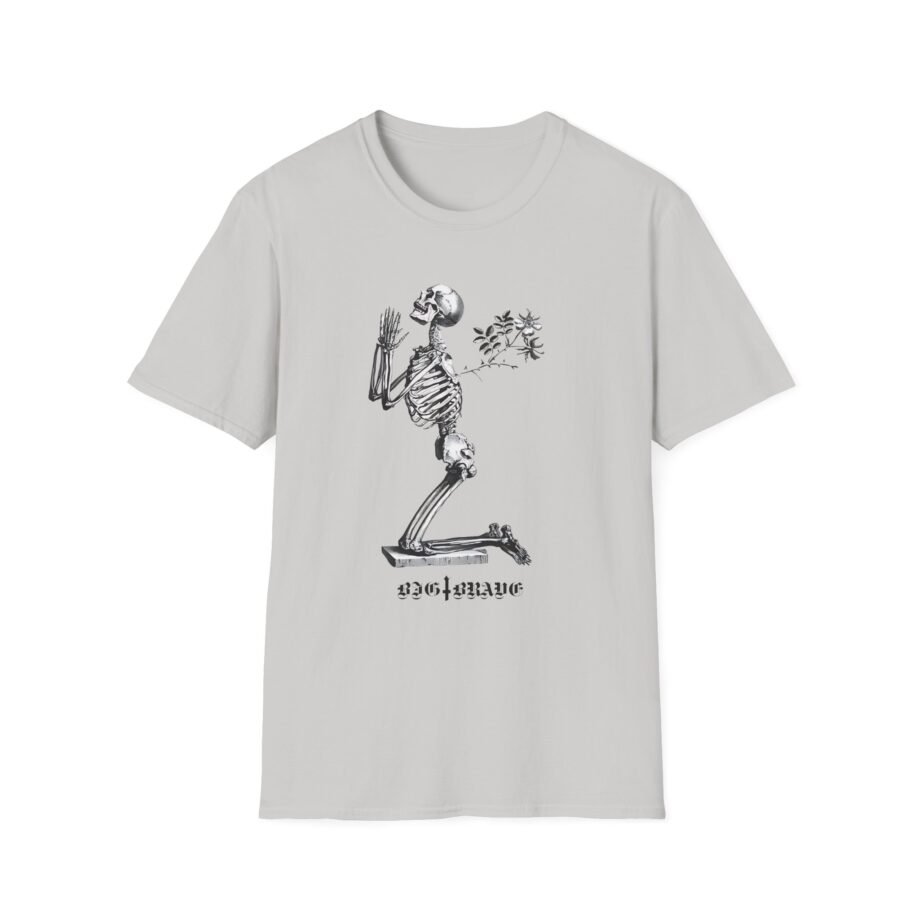 Big Brave Praying Skeleton Unisex Softstyle T-shirt
