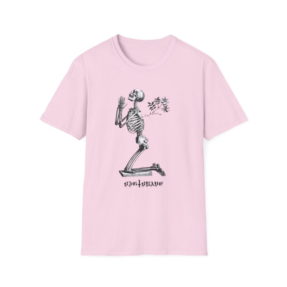 Big Brave Praying Skeleton Unisex Softstyle T-shirt