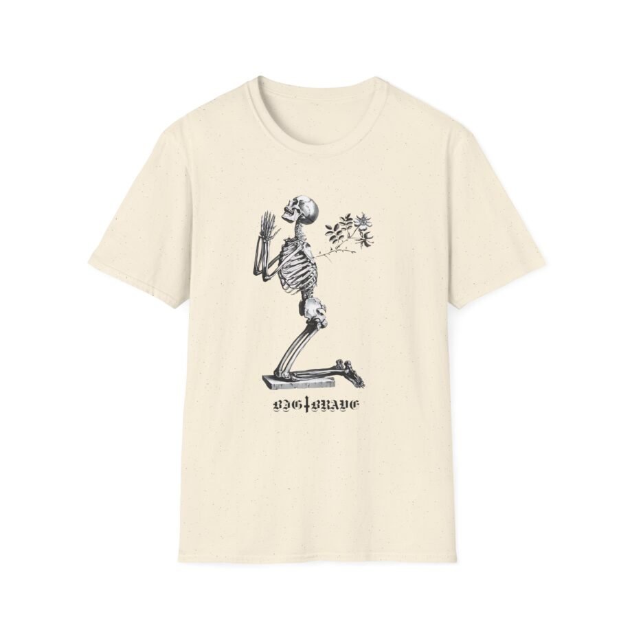 Big Brave Praying Skeleton Unisex Softstyle T-shirt
