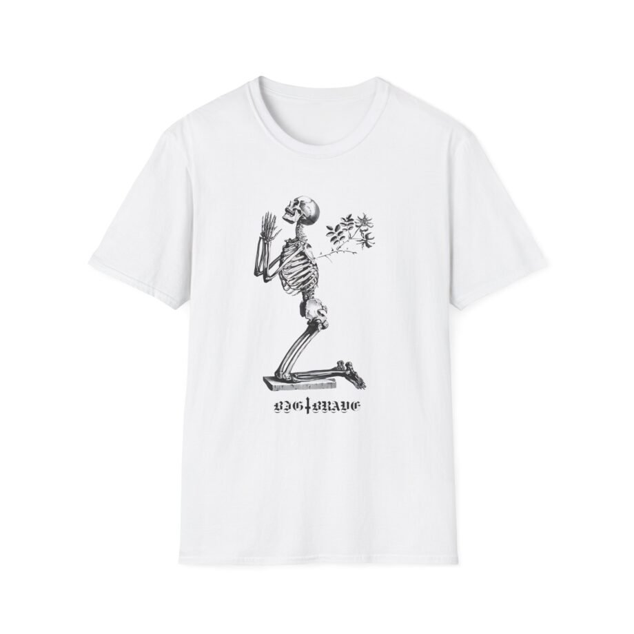 Big Brave Praying Skeleton Unisex Softstyle T-shirt