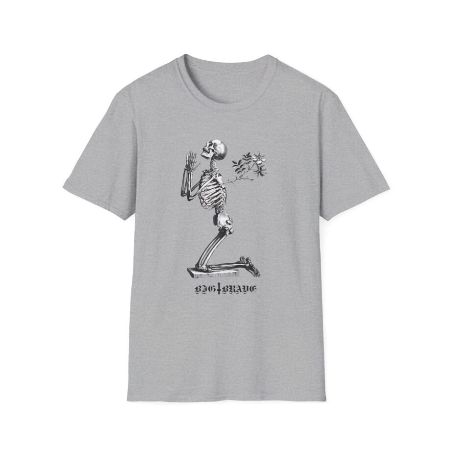 Big Brave Praying Skeleton Unisex Softstyle T-shirt