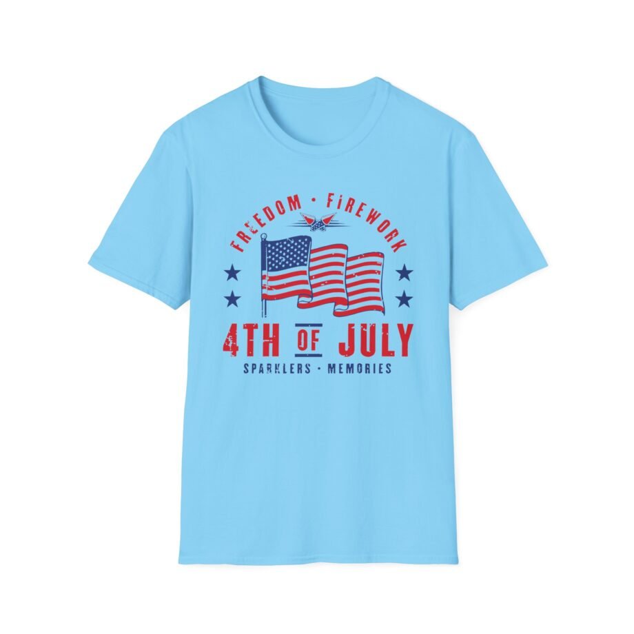 Freedom Fireworks 4th of July Usa Flag Patriotic Unisex Softstyle T-shirt