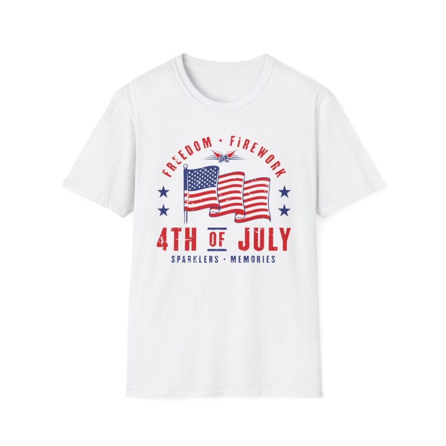 Freedom Fireworks 4th of July Usa Flag Patriotic Unisex Softstyle T-shirt