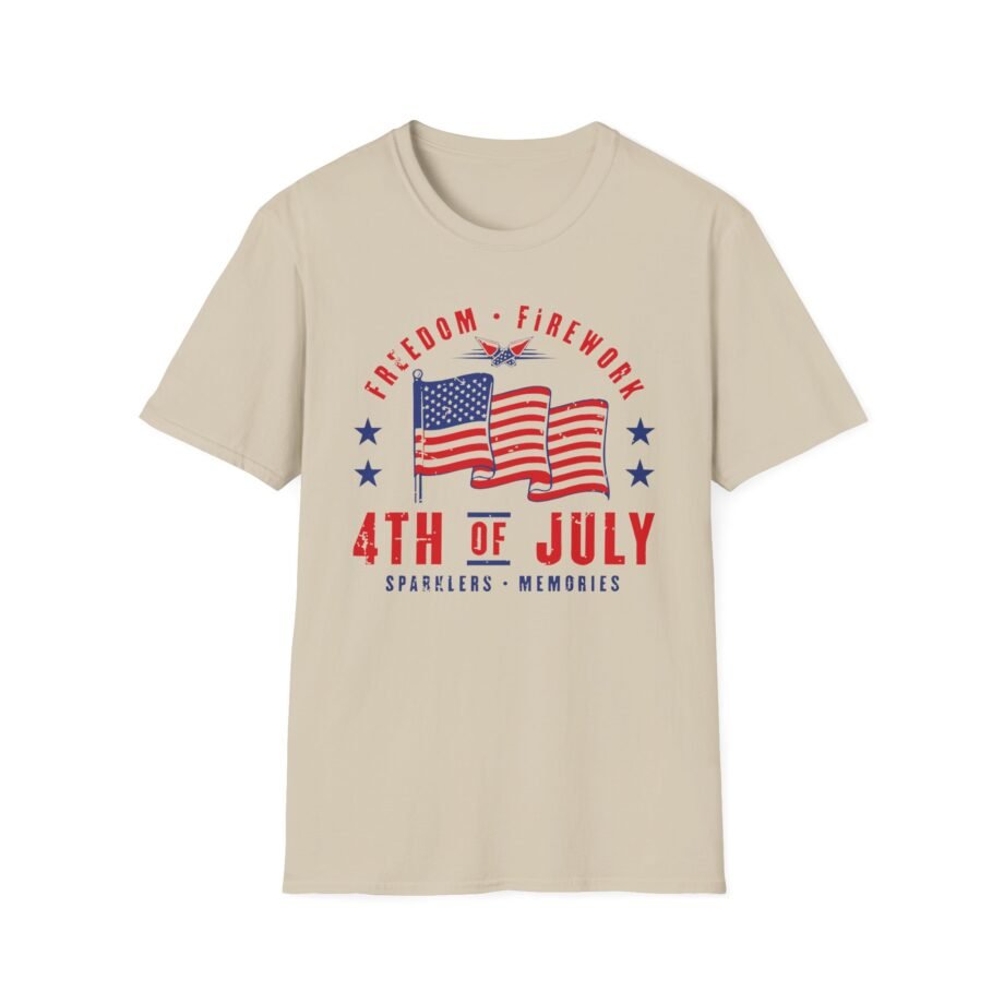 Freedom Fireworks 4th of July Usa Flag Patriotic Unisex Softstyle T-shirt