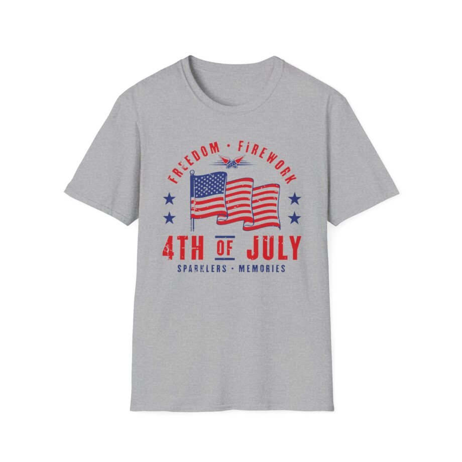 Freedom Fireworks 4th of July Usa Flag Patriotic Unisex Softstyle T-shirt