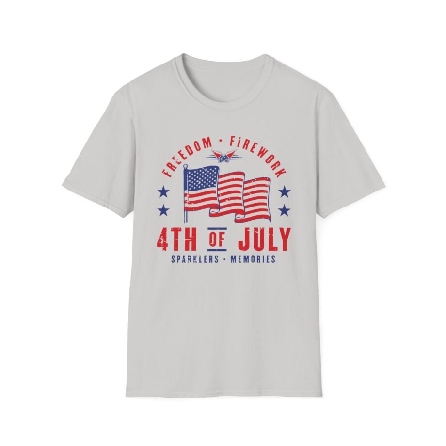 Freedom Fireworks 4th of July Usa Flag Patriotic Unisex Softstyle T-shirt
