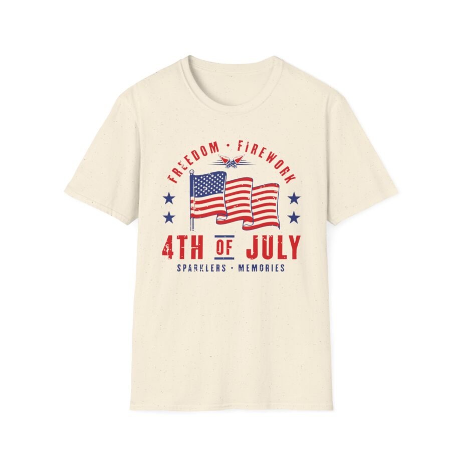 Freedom Fireworks 4th of July Usa Flag Patriotic Unisex Softstyle T-shirt