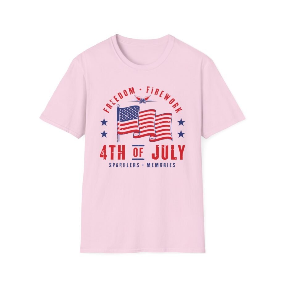 Freedom Fireworks 4th of July Usa Flag Patriotic Unisex Softstyle T-shirt