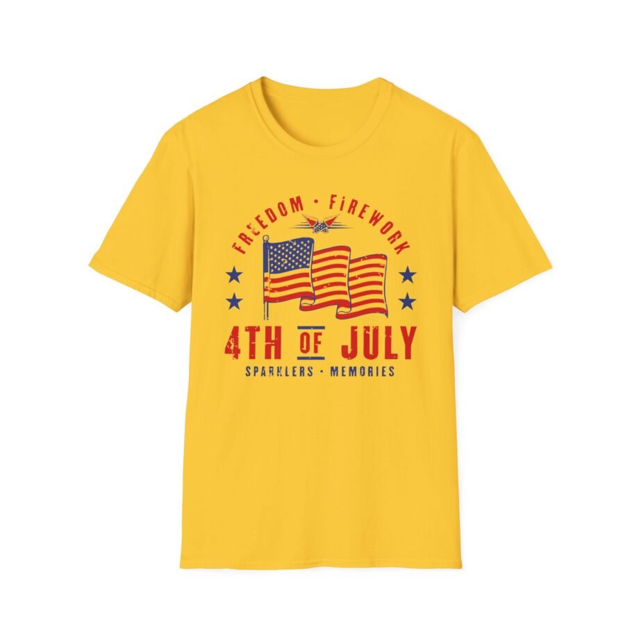 Freedom Fireworks 4th of July Usa Flag Patriotic Unisex Softstyle T-shirt