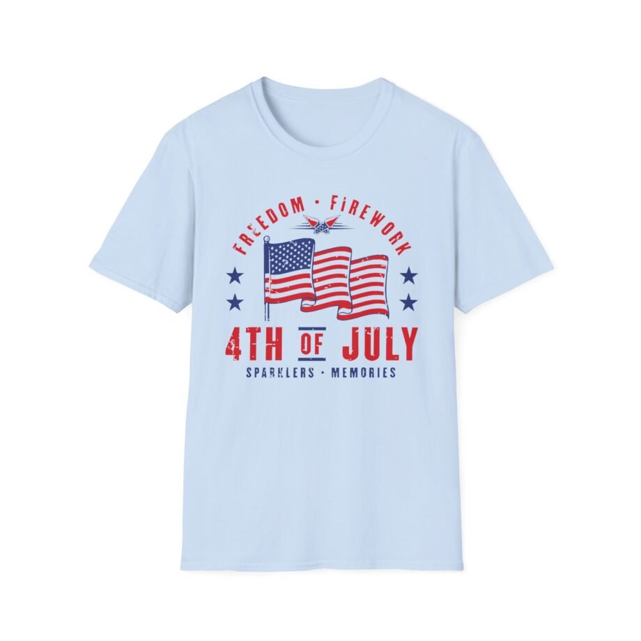 Freedom Fireworks 4th of July Usa Flag Patriotic Unisex Softstyle T-shirt